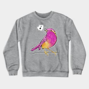 pink and yellow songbird Crewneck Sweatshirt